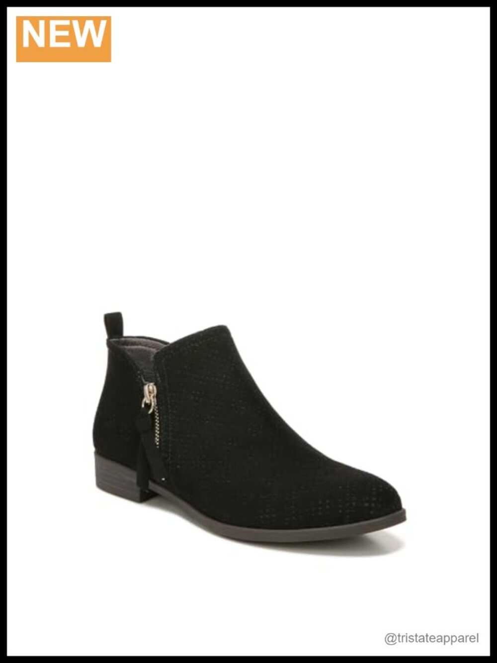 Women's Rate Zip Ankle Bootie Low Heel Block Heel Round Toe